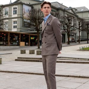 Slim Oasis Lin Dressbukser - Brun/ Dark Sand Melange