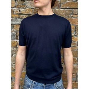 Davida Man Fine Knit T-Shirt Navy