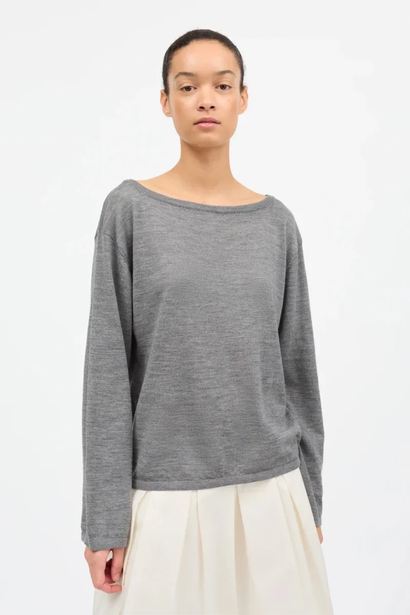 Amethyst Boatneck Blouse - Grey Melange