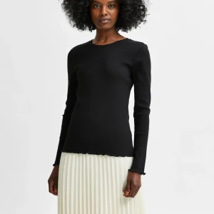 SELECTED FEMME - ANNA LS T-SKJORTE - SORT