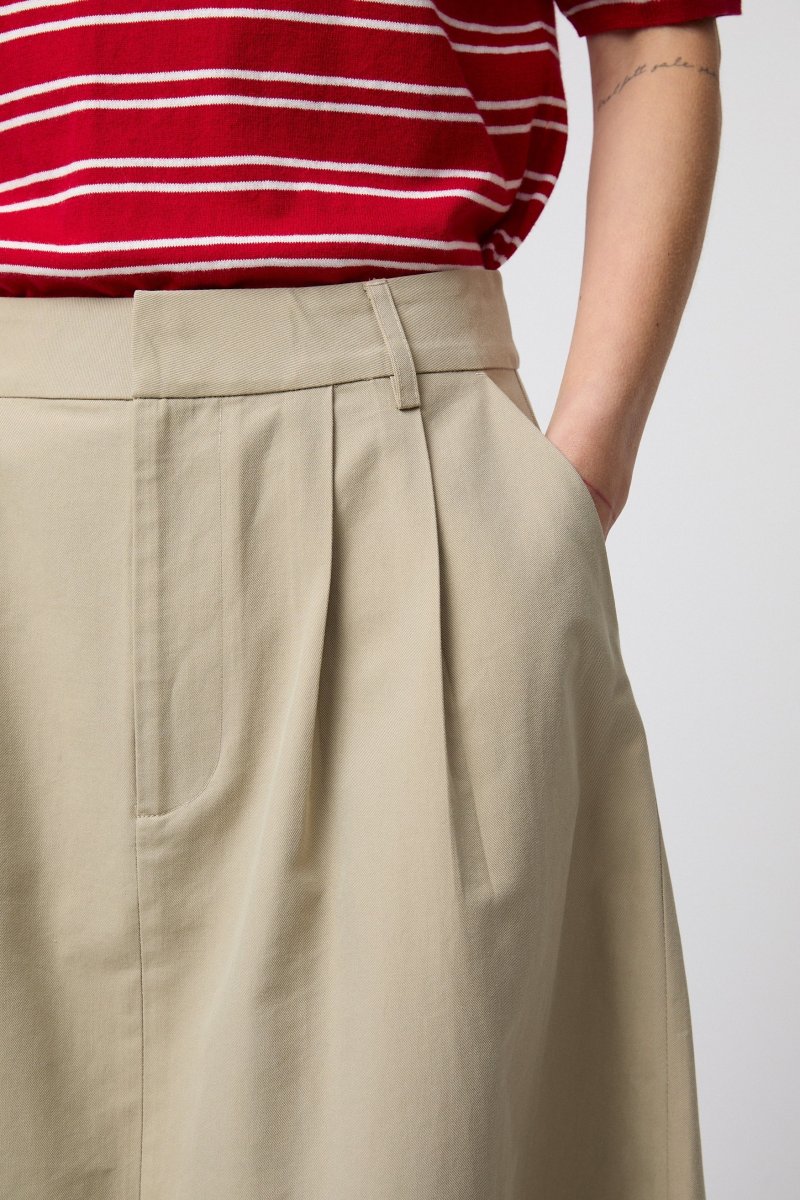 Poet Pleat Skirt - Khaki - Image 4