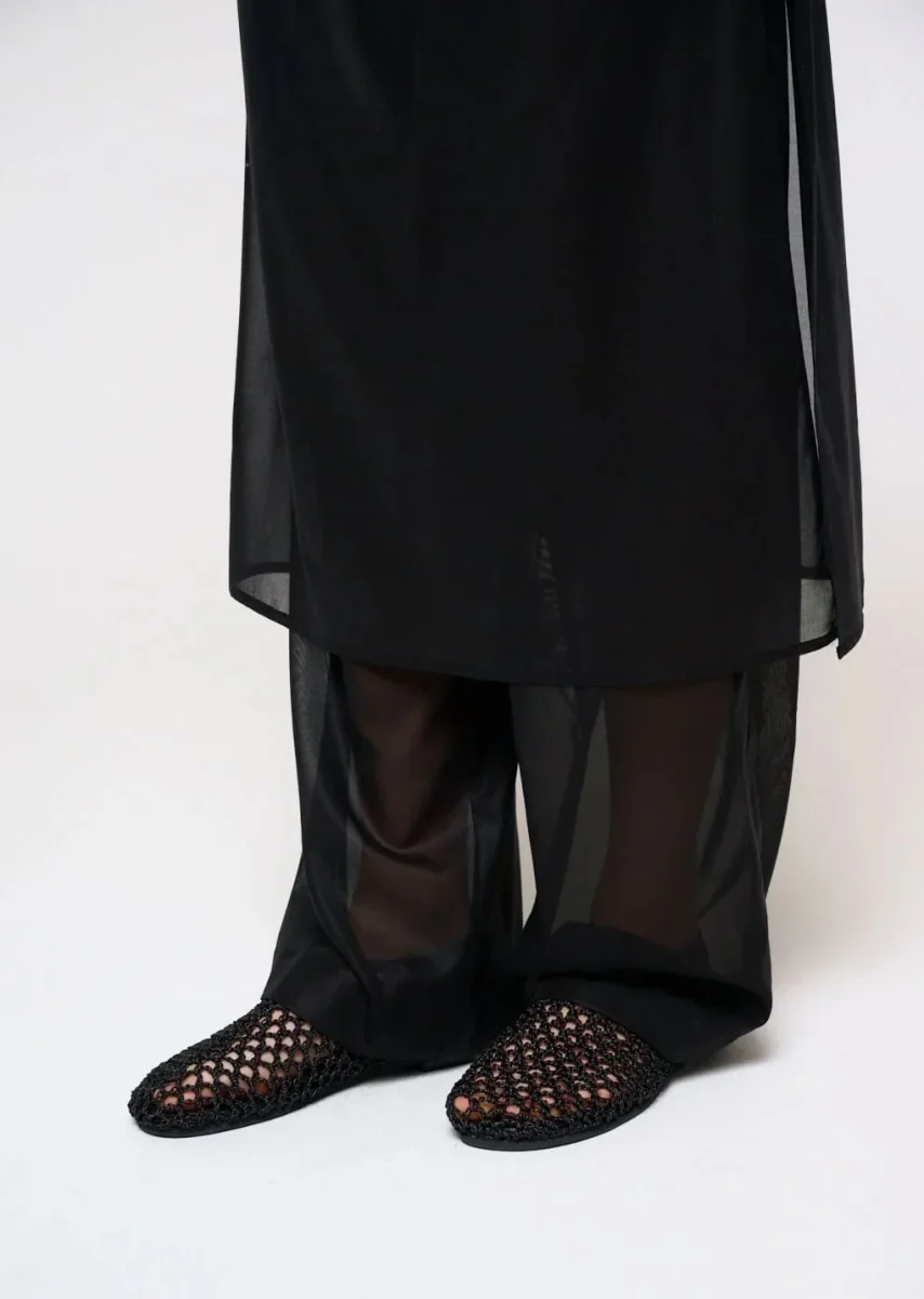 Sheer Layered Pants - Black - Image 7