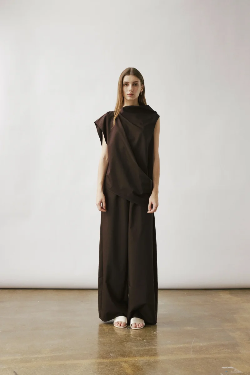 Triti Draped Top - Brown