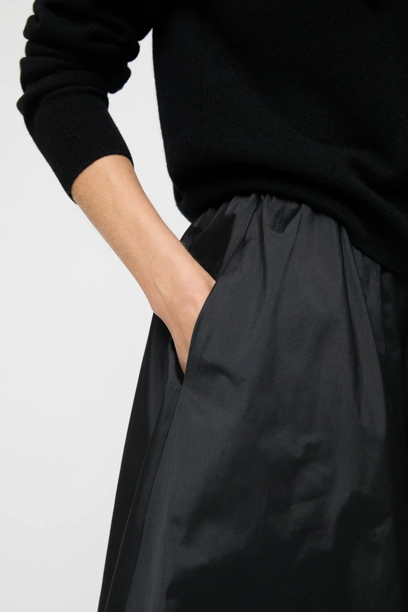 Vivienne Taffeta Midi Skirt - Jet Black - Image 5
